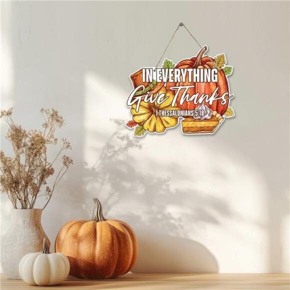 Thanksgiving Door Sign Decor, Scripture Wall Art, Christian Wood Signs, Autumn - Picture 5 of 7